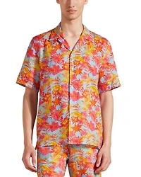 Charli Tahiti Flowers Print Linen Camp Shirt