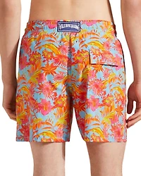 Moorea Tahiti Flowers Print 7" Swim Trunks