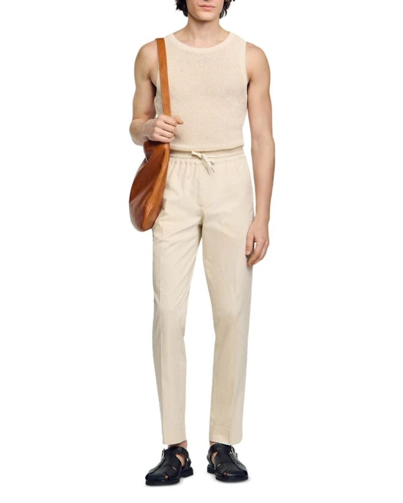 Alpha Cotton Blend Straight Leg Drawstring Pants