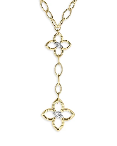 Roberto Coin 18K Yellow Cialoma Diamond Flower Lariat Necklace, 16