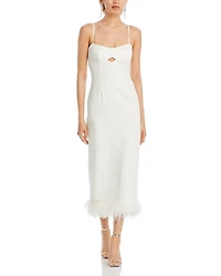 Likely Kalani Feather Trim Midi Dress