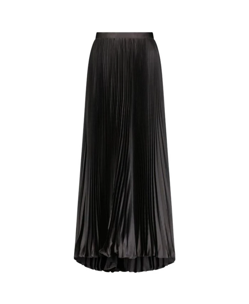 Long Pleated Satin Evening Skirt