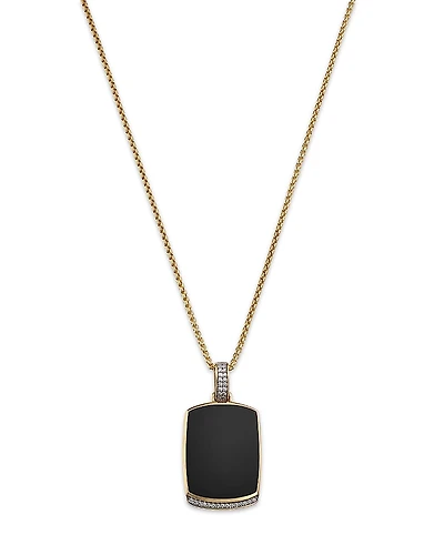 Bloomingdale's Fine Collection Men's Onyx & Diamond Dog Tag Pendant Necklace