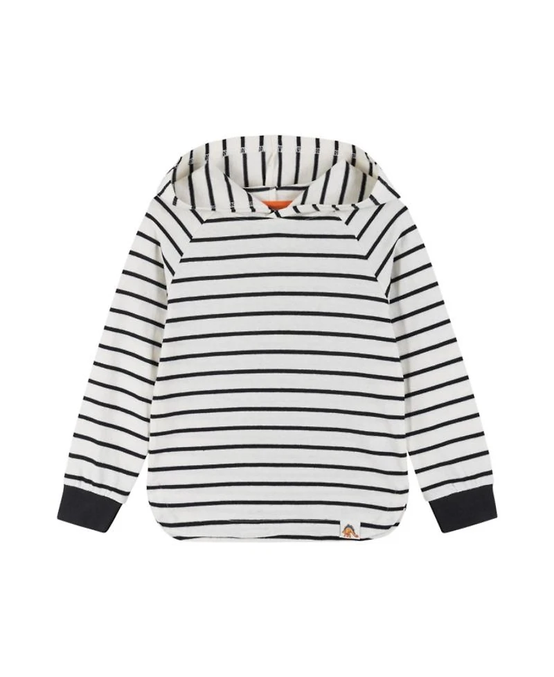 White Striped Knit Hoodie - Little Kid
