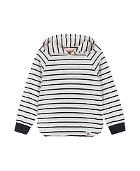White Striped Knit Hoodie - Little Kid