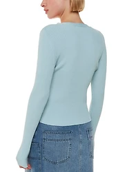Ribbed V Neck Cardigan Sweater