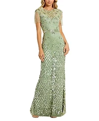 High Neck Sleeveless Beaded Fringe Fitted Gown