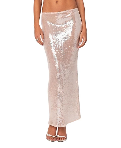 Edikted Riki Sheer Sequin Maxi Skirt
