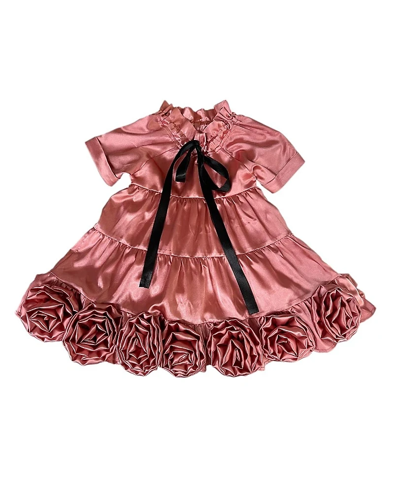 Petite Maison Kids Girls' Satin Rose Dress - Baby, Little Kid, Big Kid