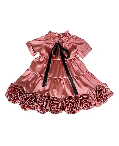 Petite Maison Kids Girls' Satin Rose Dress - Baby, Little Kid, Big Kid