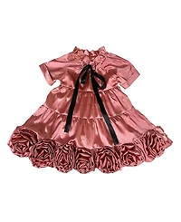 Petite Maison Kids Girls' Satin Rose Dress - Baby, Little Kid, Big Kid