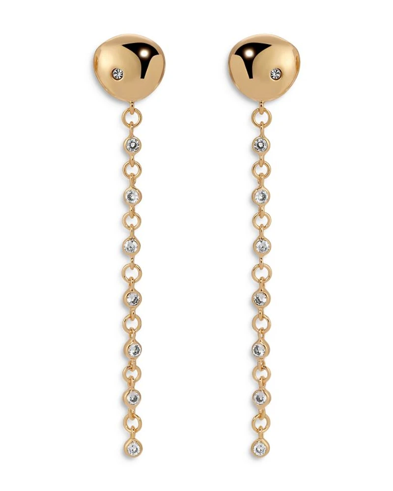 Pavé Polished Pebble Chain Link Linear Drop Earrings