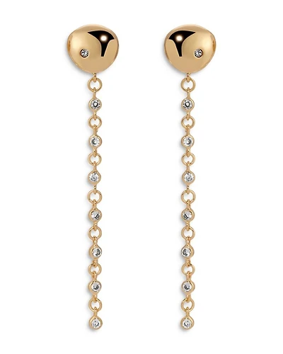 Pavé Polished Pebble Chain Link Linear Drop Earrings