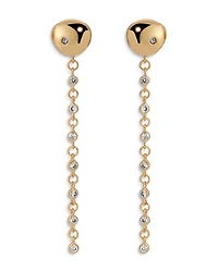 Pavé Polished Pebble Chain Link Linear Drop Earrings