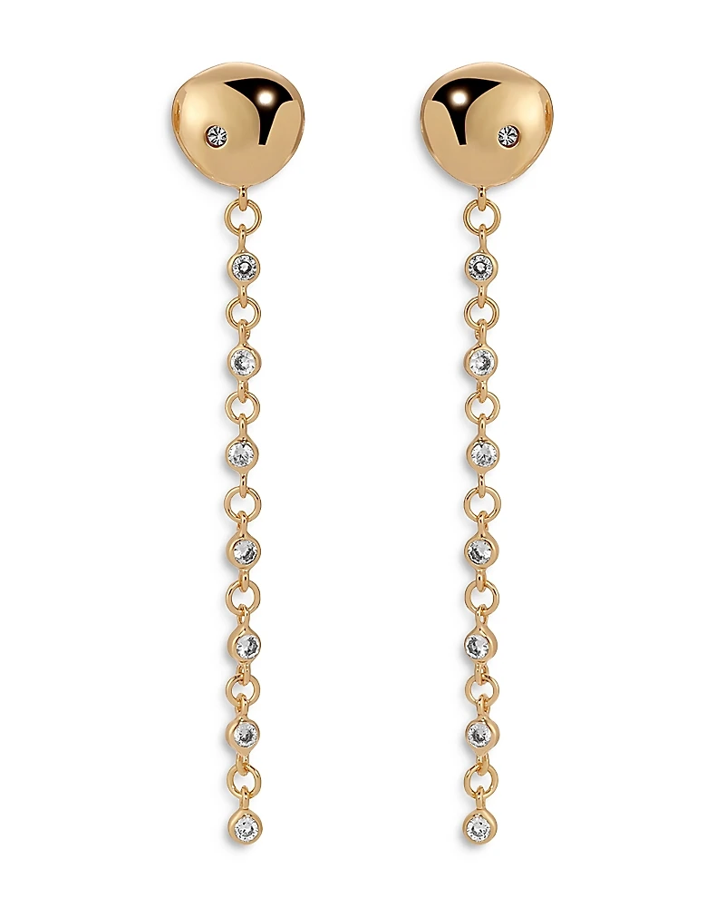 Ettika Pave Polished Pebble Chain Link Linear Drop Earrings