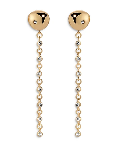 Ettika Pave Polished Pebble Chain Link Linear Drop Earrings