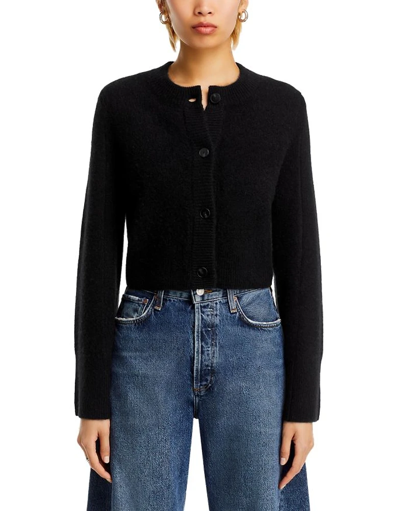 Cropped Wide Sleeve Crewneck Cardigan - Exclusive