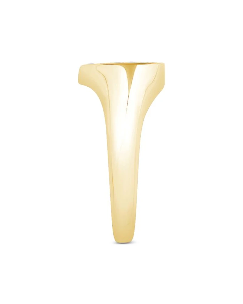 Diamond Heart Signet Ring in 14K Yellow Gold, 0.25 tcw
