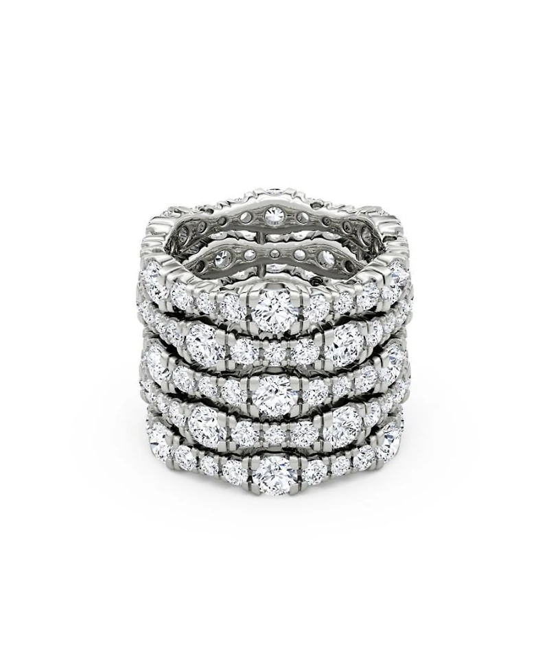 5 Row Pavé Ring 14K White Gold, 7.80tw Round Brilliant Lab Grown Diamonds