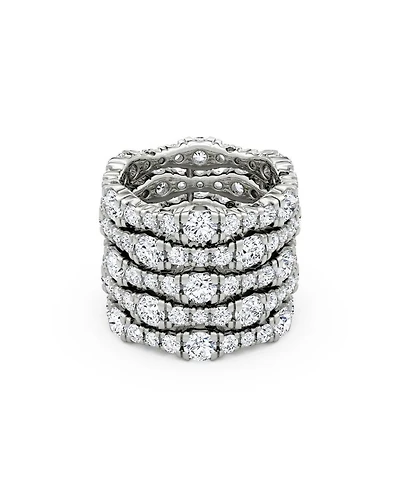 5 Row Pavé Ring 14K White Gold, 7.80tw Round Brilliant Lab Grown Diamonds