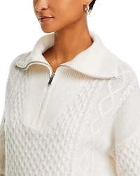 Cashmere Quarter Zip Cable Knit Sweater - Exclusive