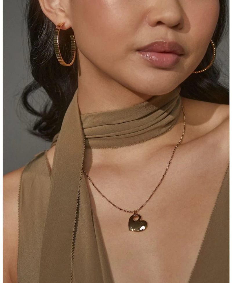 Sunlight Heart Pendant Necklace in 18K Gold Plated, 20"-22"