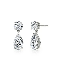 Signature Lab-Grown Diamond Drop Earrings in 14K White Gold, 1.5ctw Round Brilliant & Pear Lab Grown Diamonds