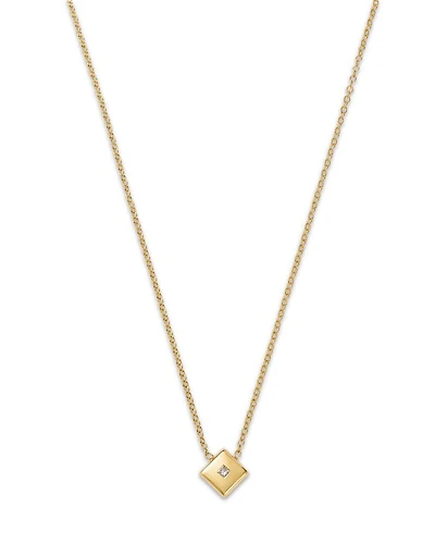 14K Yellow Gold Princess Diamond Nugget Pendant Necklace, 0.02 tcw