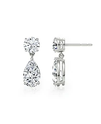 Signature Lab-Grown Diamond Drop Earrings in 14K White Gold, 1.5ctw Round Brilliant & Pear Lab Grown Diamonds