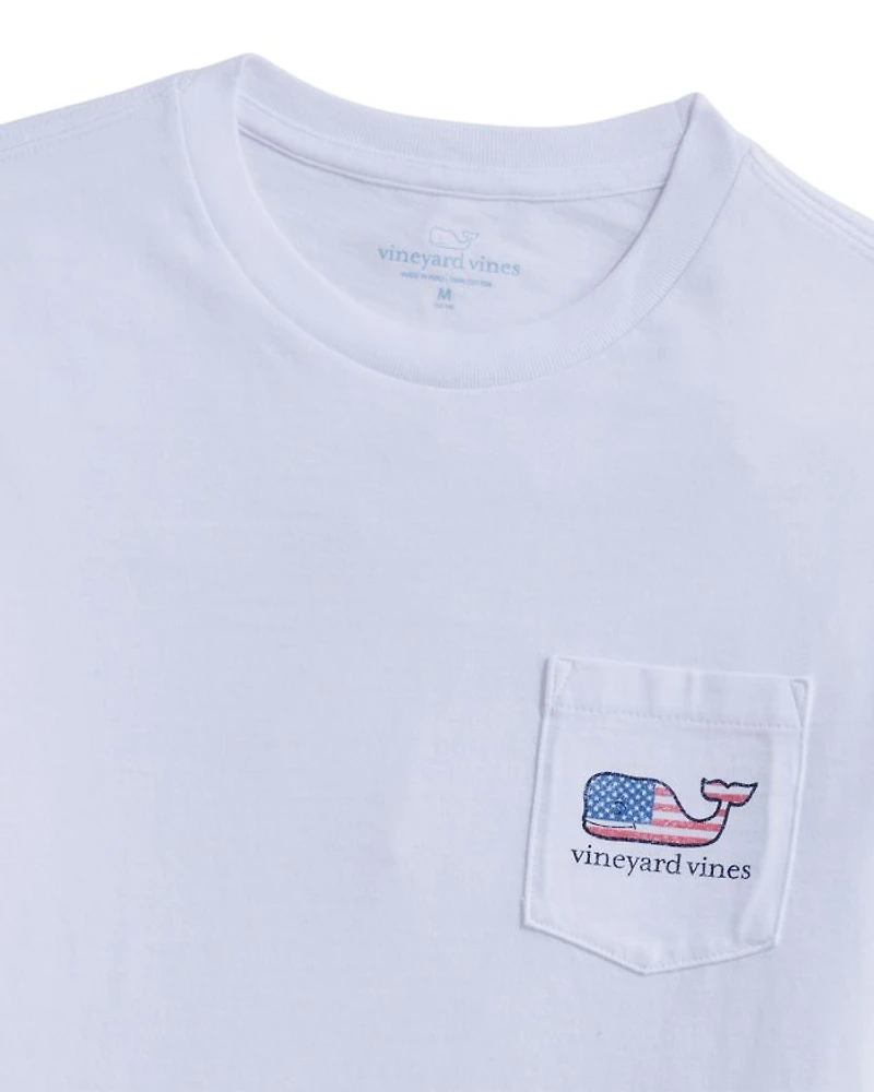 Boys' Cotton Flag Whale Logo Graphic Pocket Tee
