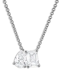Certified Lab Grown Diamond Toi et Moi Pendant Necklace in 18K White Gold, 2.22 tcw