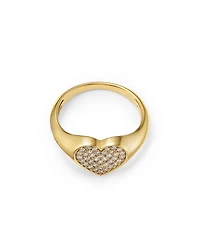 Diamond Heart Signet Ring in 14K Yellow Gold, 0.25 tcw