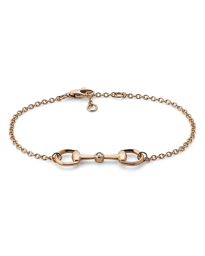 18K Rose Gold Horsebit Diamond Accented Chain Bracelet