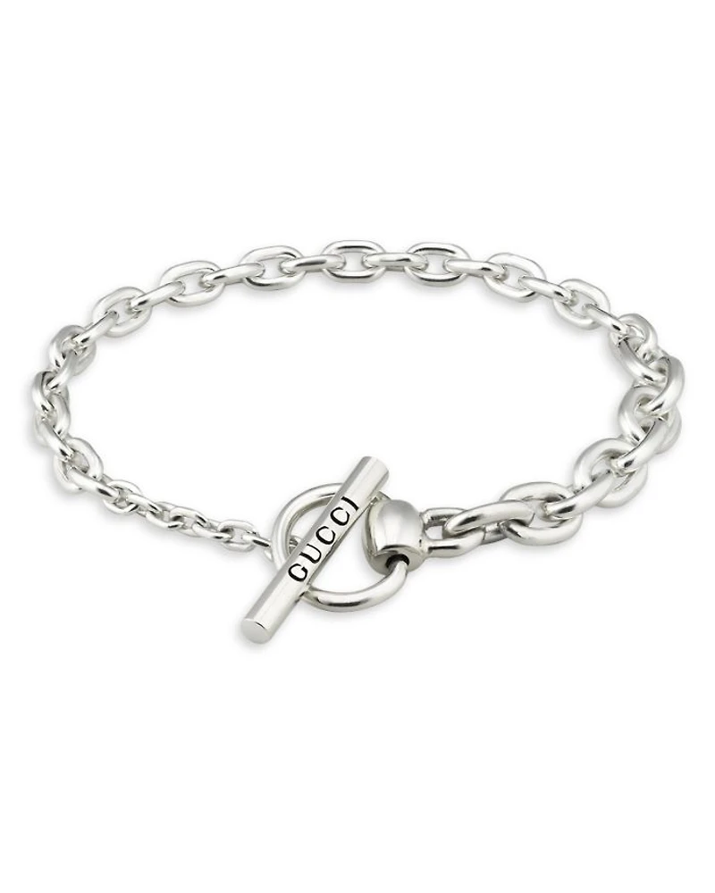 Sterling Silver Horsebit Chain Link Toggle Bracelet