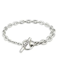 Sterling Silver Horsebit Chain Link Toggle Bracelet
