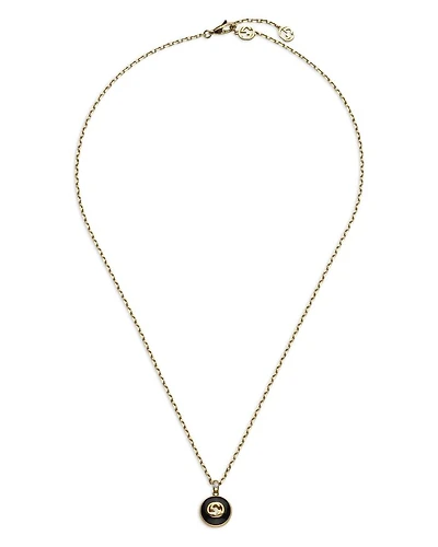 18K Yellow Gold Interlocking Onyx & Diamond Logo Pendant Necklace, 16"