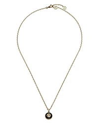 18K Yellow Gold Interlocking Onyx & Diamond Logo Pendant Necklace, 16"