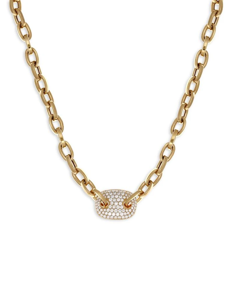 18K Yellow Gold Diamond Pave Pendant Necklace, 15.5-17.5" - Exclusive
