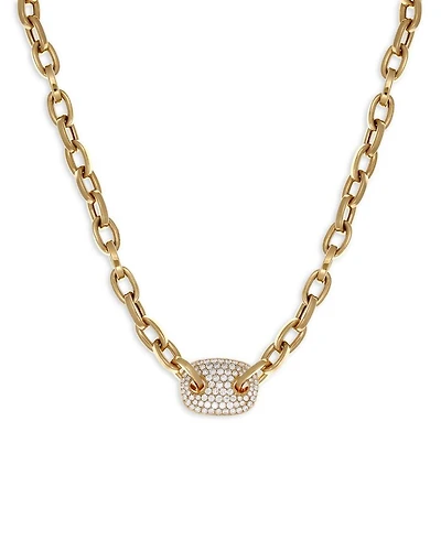 18K Yellow Gold Diamond Pave Pendant Necklace, 15.5-17.5" - Exclusive