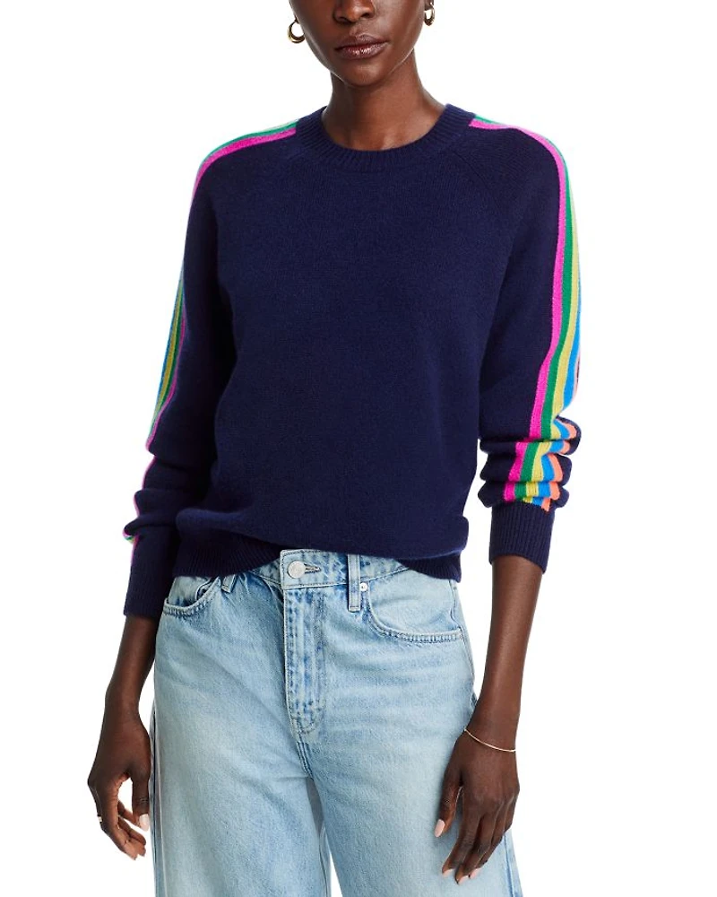 Cashmere Rainbow Athletic Stripe Sweater - Exclusive