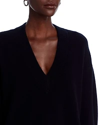 Cashmere Drop Shoulder V Neck Sweater - Exclusive