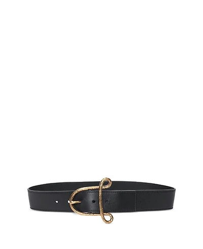 A Logo Buckle Women's Leather Belt