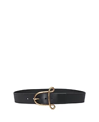 A Logo Buckle Women's Leather Belt