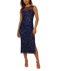 Adrianna Papell Beaded Sequin Embellishment Midi Dress