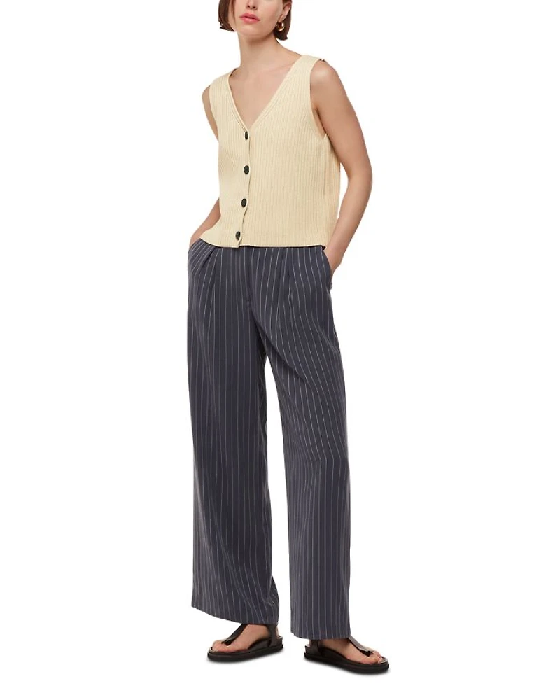 Button Front Sleeveless Knit Top