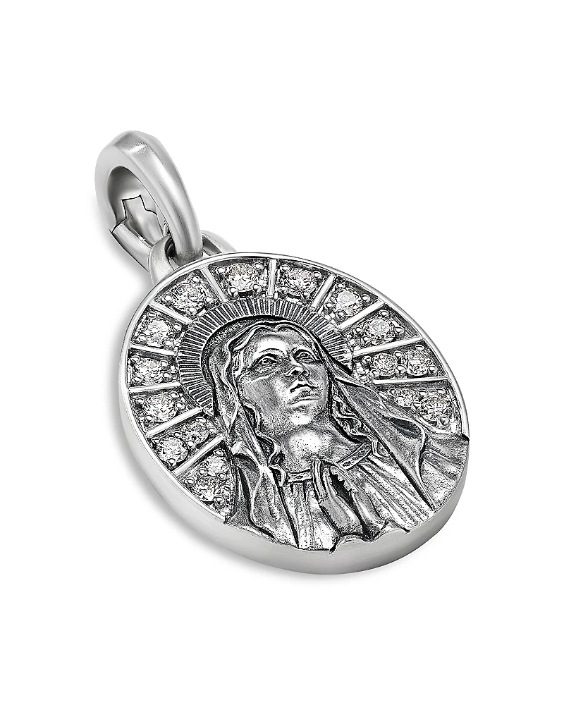 David Yurman Men's Sterling Silver Amulets Diamond Mary Medallion