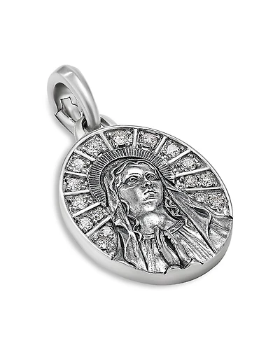 David Yurman Men's Sterling Silver Amulets Diamond Mary Medallion