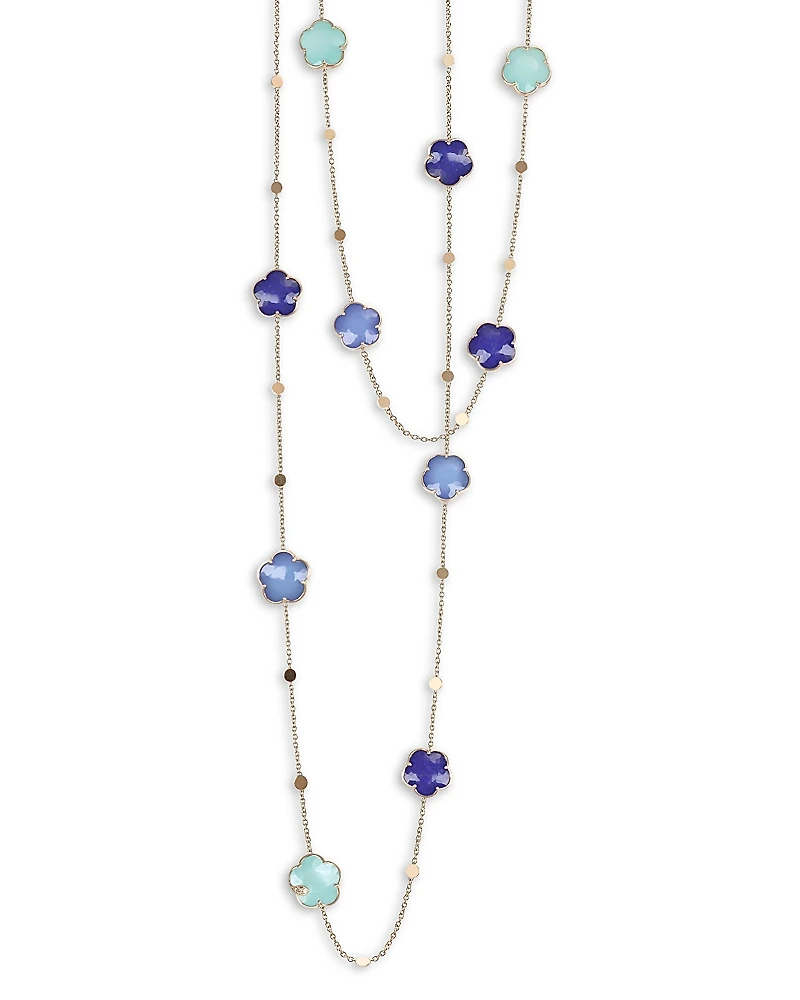 Pasquale Bruni 18K Rose Gold Petit Joli Multi Stone & Diamond Flower Sautoir Necklace, 40.35