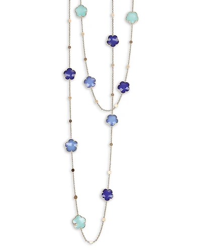 Pasquale Bruni 18K Rose Gold Petit Joli Multi Stone & Diamond Flower Sautoir Necklace, 40.35