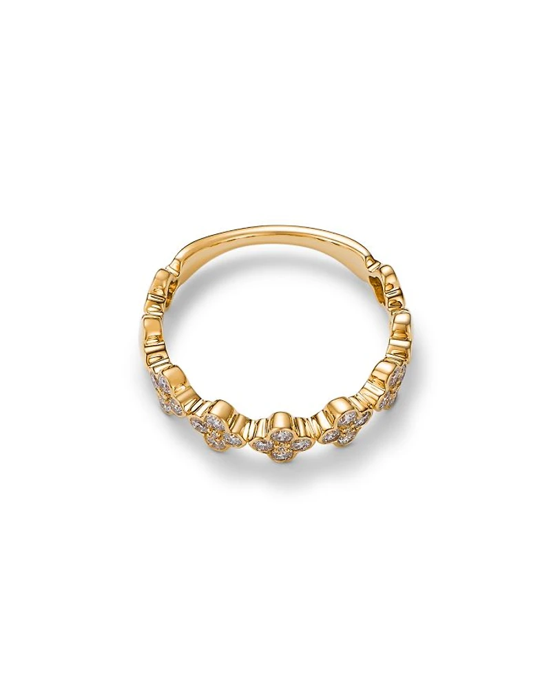 Diamond Clover Band in 14K Yellow Gold, 0.44 tcw